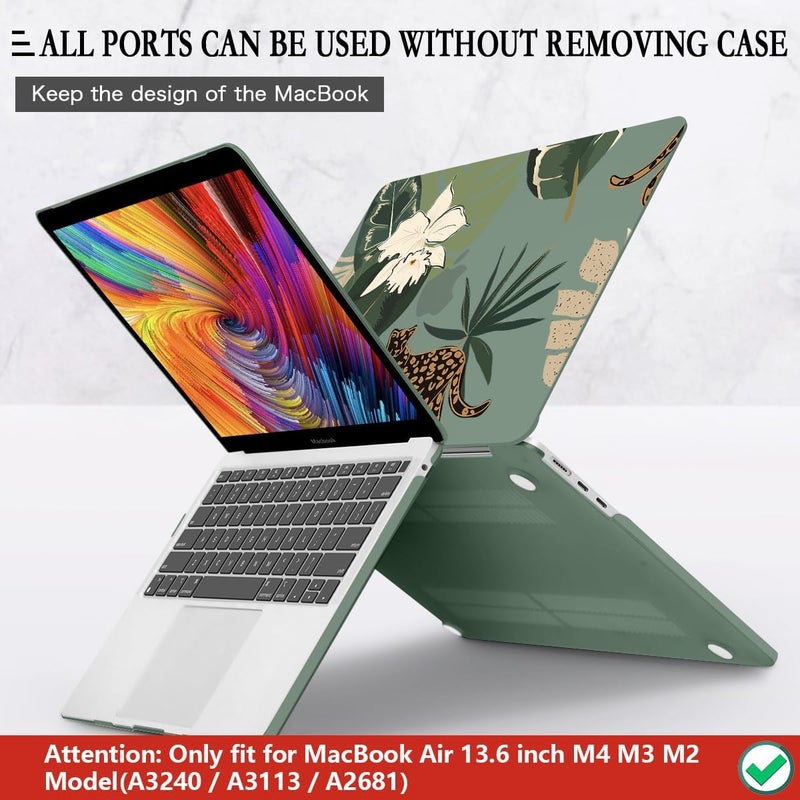 CISSOOK for MacBook Air 13.6 Inch Case 2024 2025 Model A3240 A3113 A2681, Panther Leopard Midnight Green Cover with Keyboard Cover for MacBook Air 13.6 M2 M3 M4 - Leopard - Image 5